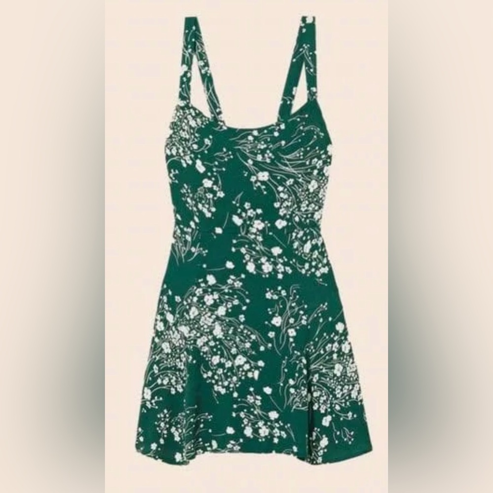 Reformation Tempest Crepe Mini Dress Green Floral Size 2